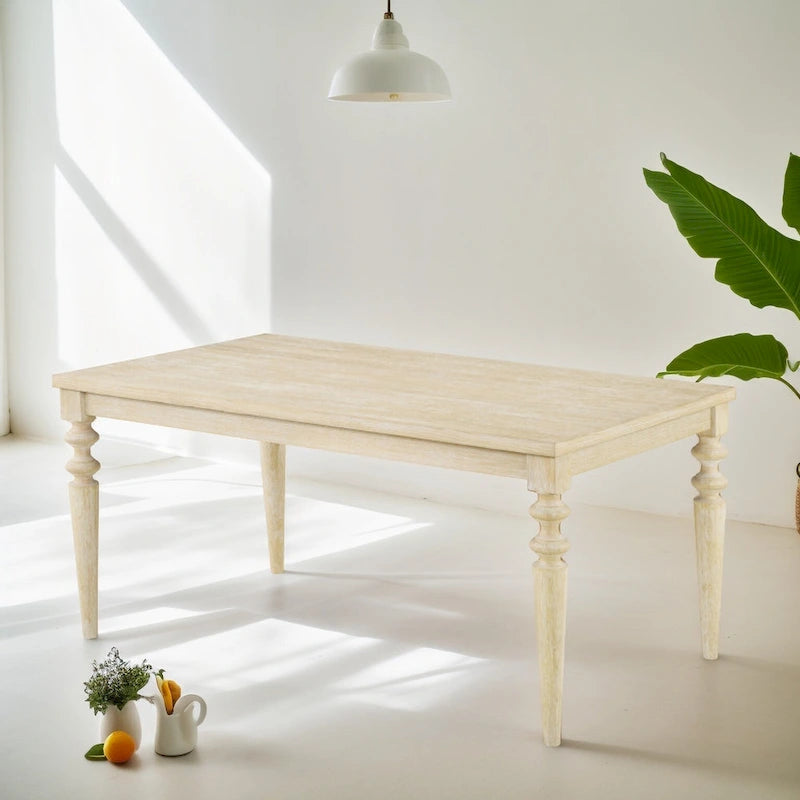 Wooden Dining Table and Chairs Set Simple Dining Table and Chair Sets with Tufted Upholstered Chairs and Turned Leg for Kitchen