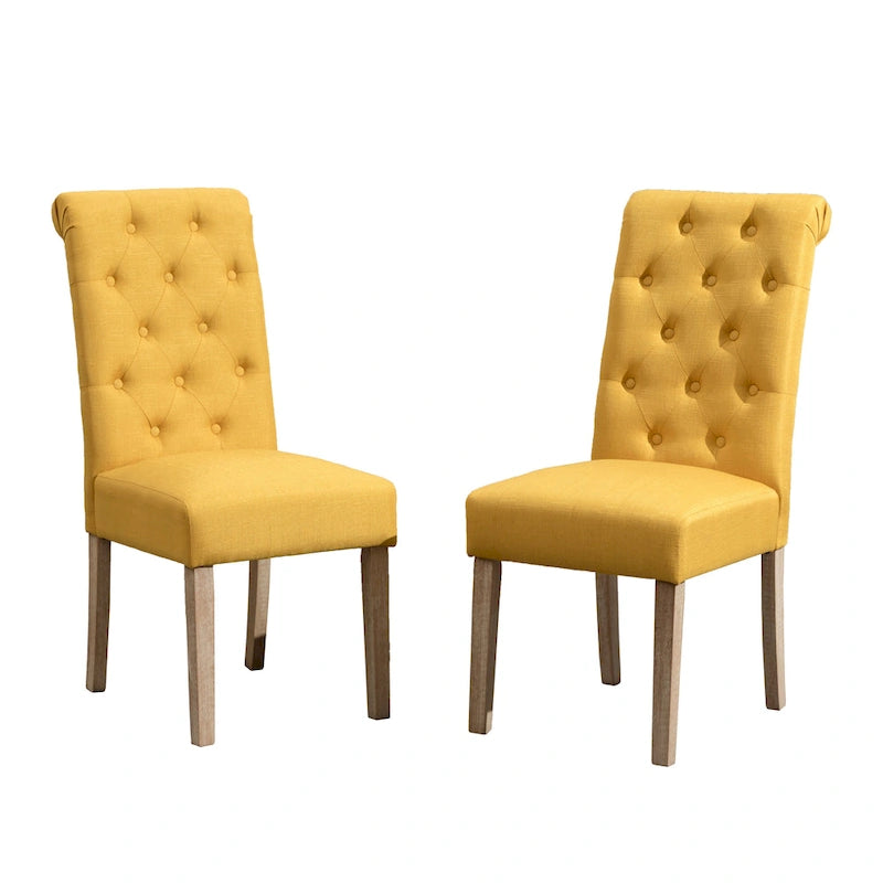 Wooden Dining Table and Chairs Set Simple Dining Table and Chair Sets with Tufted Upholstered Chairs and Turned Leg for Kitchen