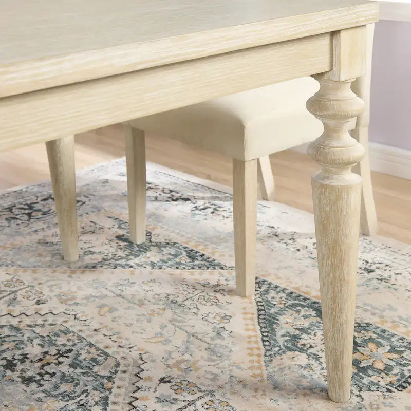 Wooden Dining Table and Chairs Set Simple Dining Table and Chair Sets with Tufted Upholstered Chairs and Turned Leg for Kitchen