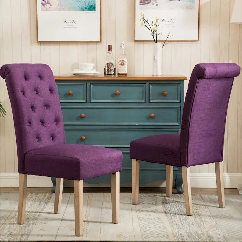 Wooden Dining Table and Chairs Set Simple Dining Table and Chair Sets with Tufted Upholstered Chairs and Turned Leg for Kitchen