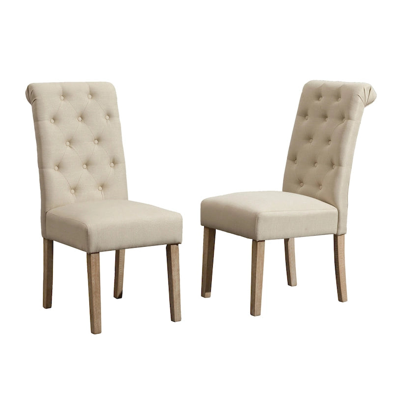 Wooden Dining Table and Chairs Set Simple Dining Table and Chair Sets with Tufted Upholstered Chairs and Turned Leg for Kitchen