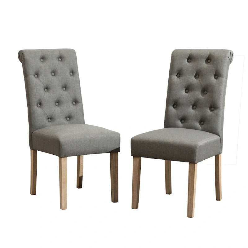 Wooden Dining Table and Chairs Set Simple Dining Table and Chair Sets with Tufted Upholstered Chairs and Turned Leg for Kitchen