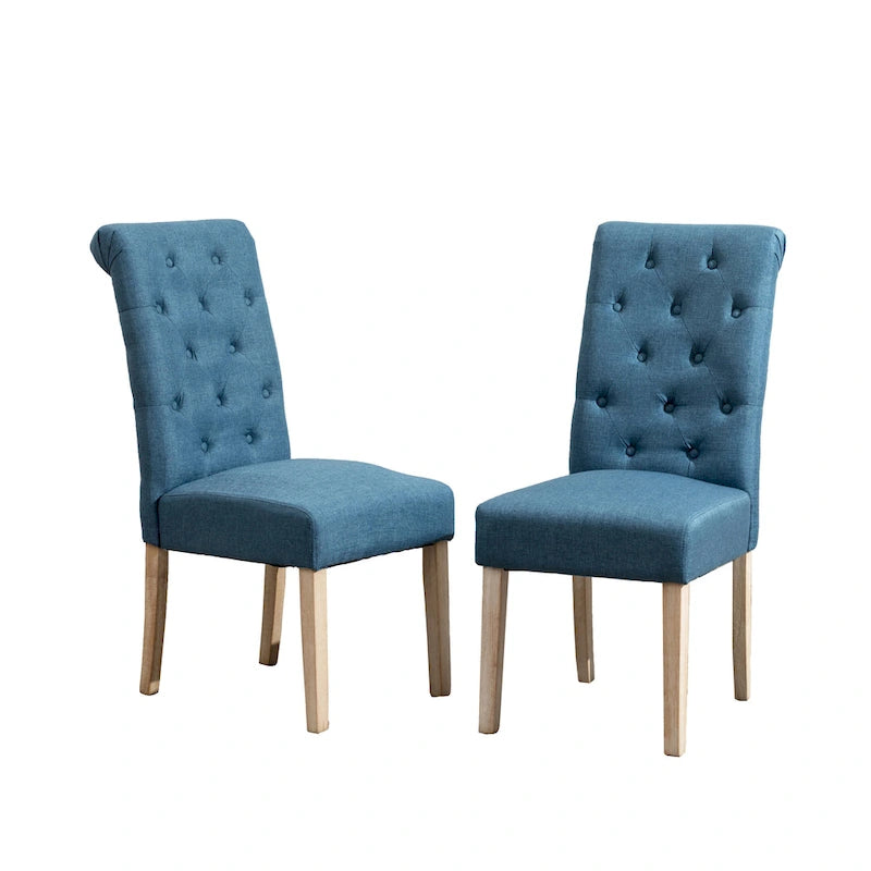 Wooden Dining Table and Chairs Set Simple Dining Table and Chair Sets with Tufted Upholstered Chairs and Turned Leg for Kitchen
