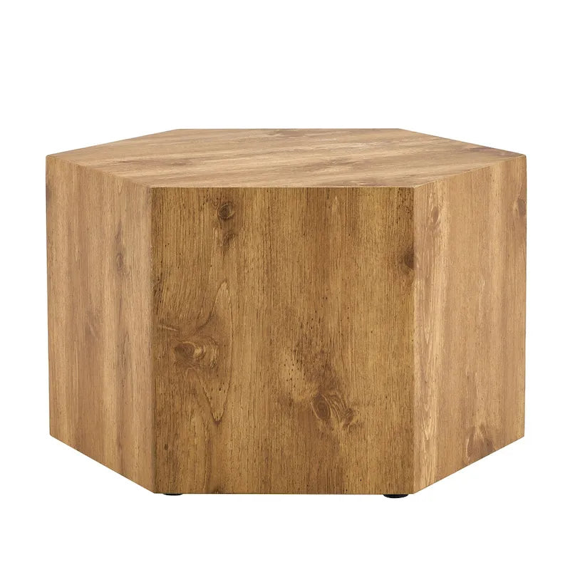 Hexagonal Coffee Table Textured Coffee Table with Non-slip Foot Mat Living Room End Table for Small Space
