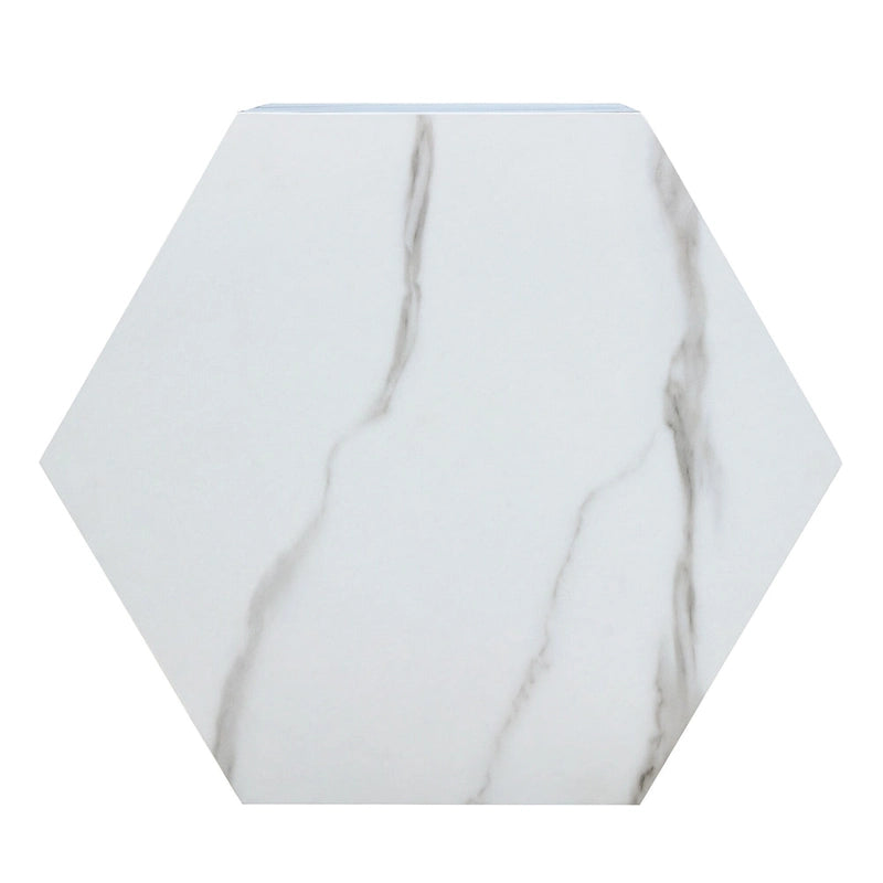Hexagonal Coffee Table Textured Coffee Table with Non-slip Foot Mat Living Room End Table for Small Space