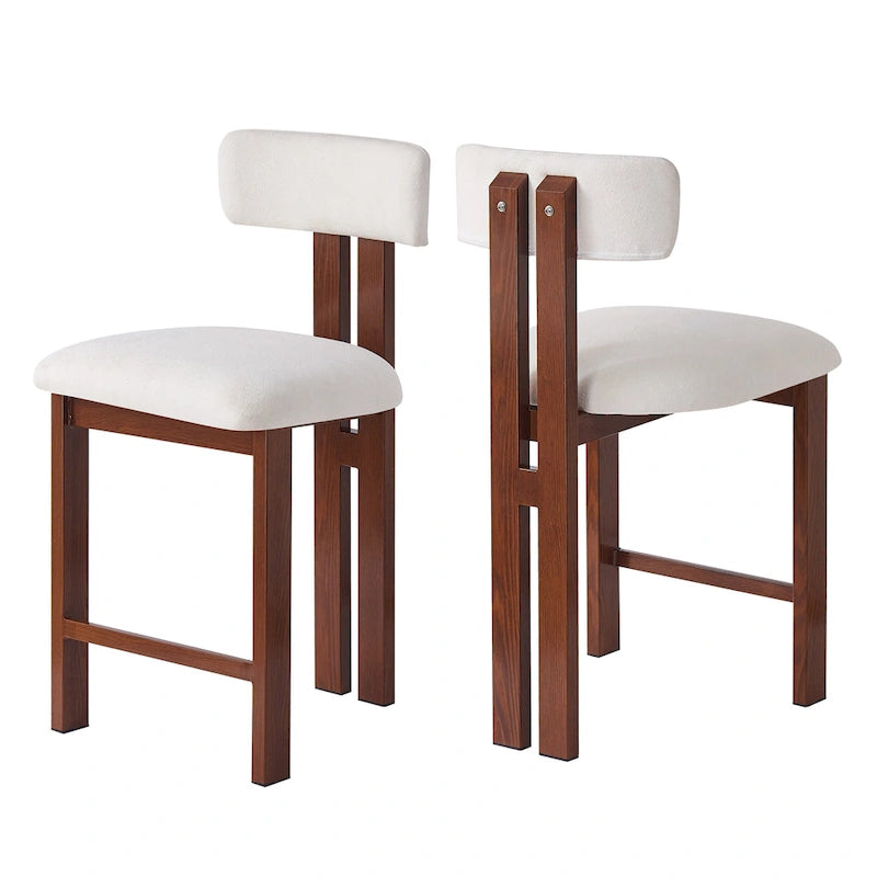 Roomfitters 26.5 Round Upholstered Counter Stools, Set of 2 Low Back Bar Chairs with Black Metal Frame