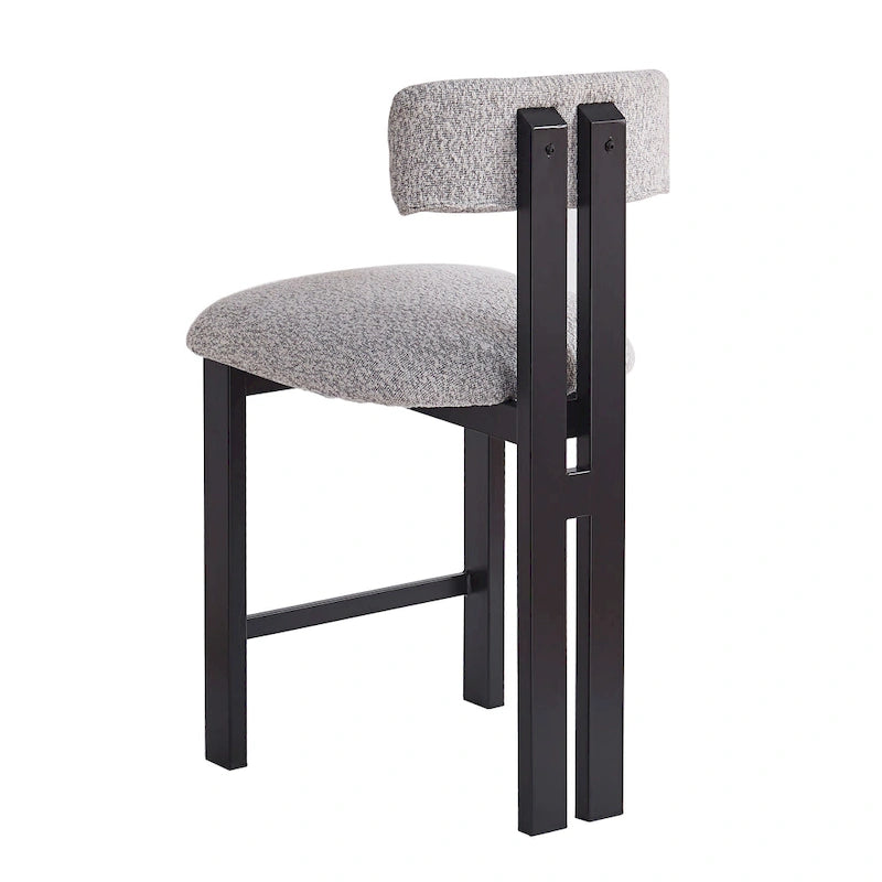Roomfitters 26.5 Round Upholstered Counter Stools, Set of 2 Low Back Bar Chairs with Black Metal Frame