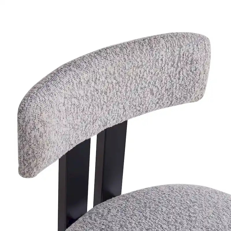 Roomfitters 26.5 Round Upholstered Counter Stools, Set of 2 Low Back Bar Chairs with Black Metal Frame