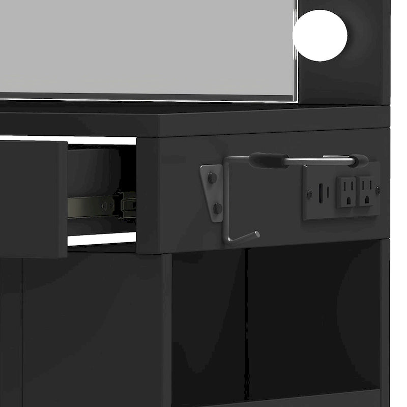 Moasis 39.5W Bedroom Makeup Vanity Desk with Mirror and Power Outlets&Hairdryer Holder