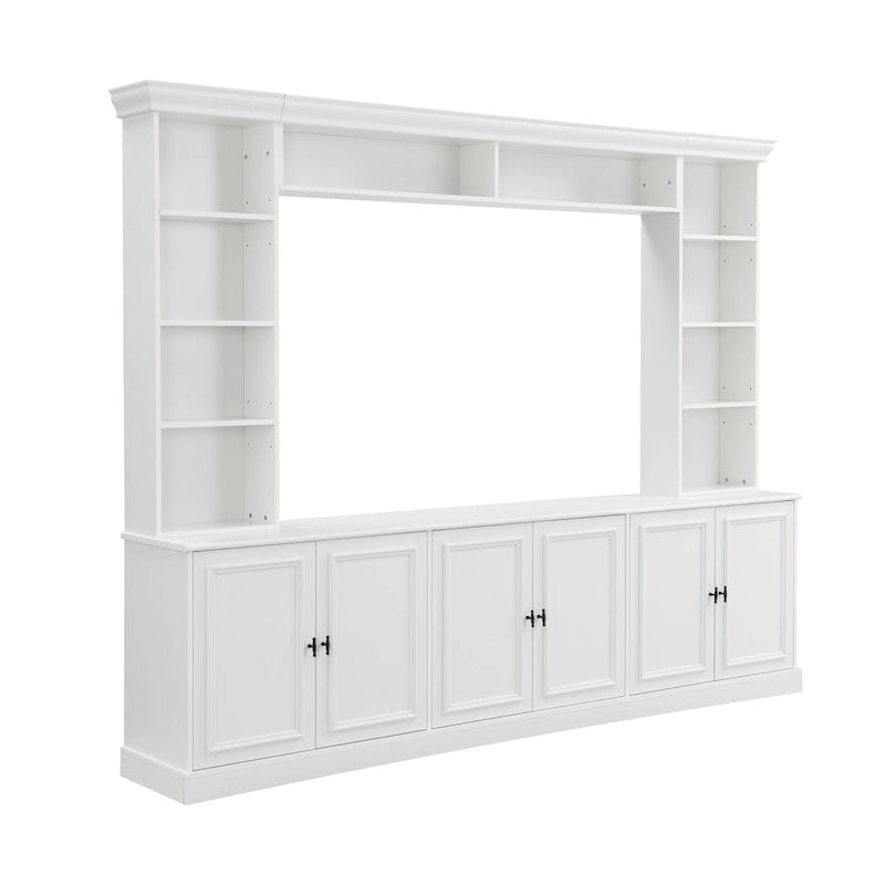 4-Piece Entertainment Center Wall Unit Set with Bridge for TVs Up to 70, TV Stand W/Adjustable Shelves, Large Media Console