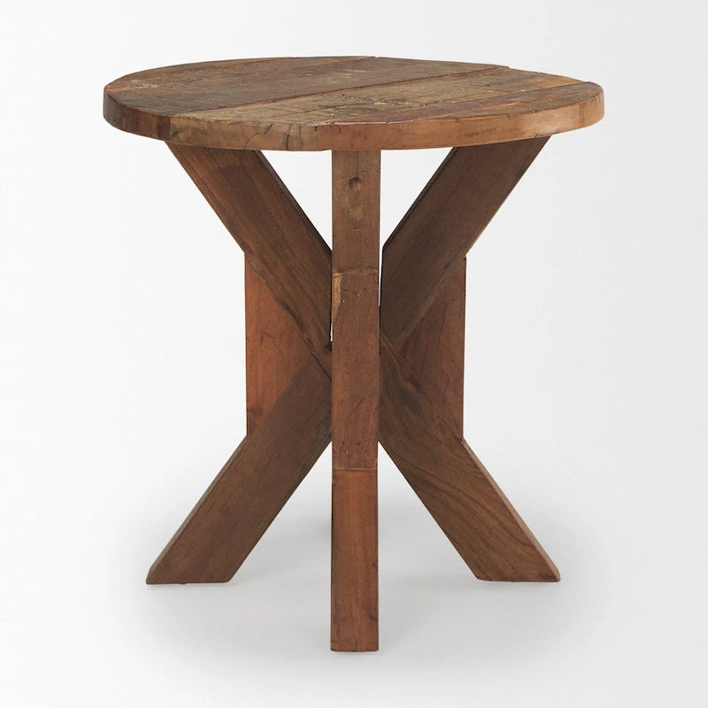 HomeRoots 26 Brown Distressed Reclaimed Wood End Table - 25.75' X '26' X '25.75