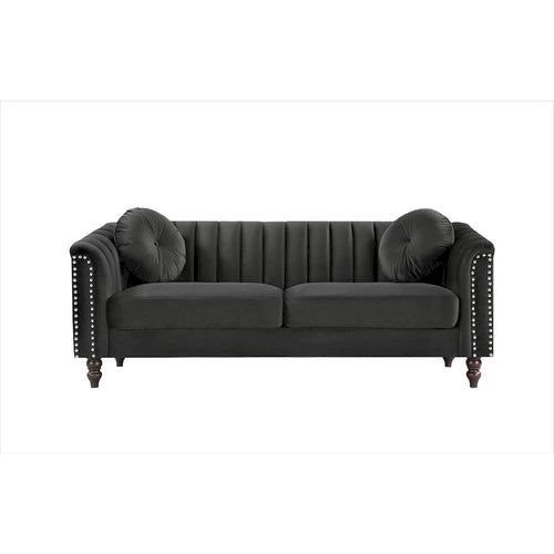 Canapé de 75.2" à dossier capitonné avec clous décoratifs et pieds en bois