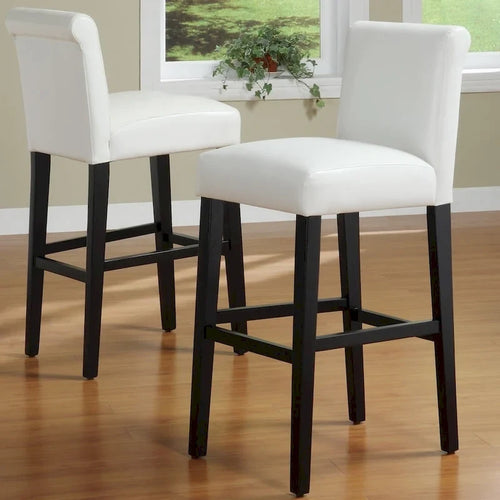 Bennett White Faux Leather 29-inch High Back Bar Stools (Set of 2) by iNSPIRE Q Bold