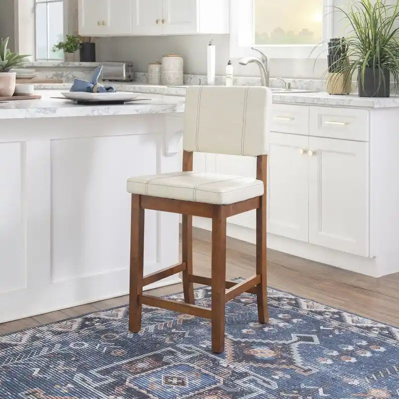 Milano Faux Leather Cream Counter Height Bar Stool
