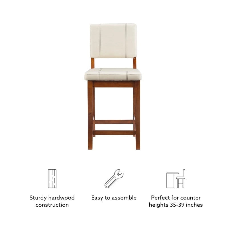 Milano Faux Leather Cream Counter Height Bar Stool