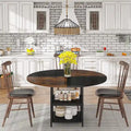 Round Dining Table for 4, 47 inch Kitchen Table Small Dinner Table with Storage Shelf