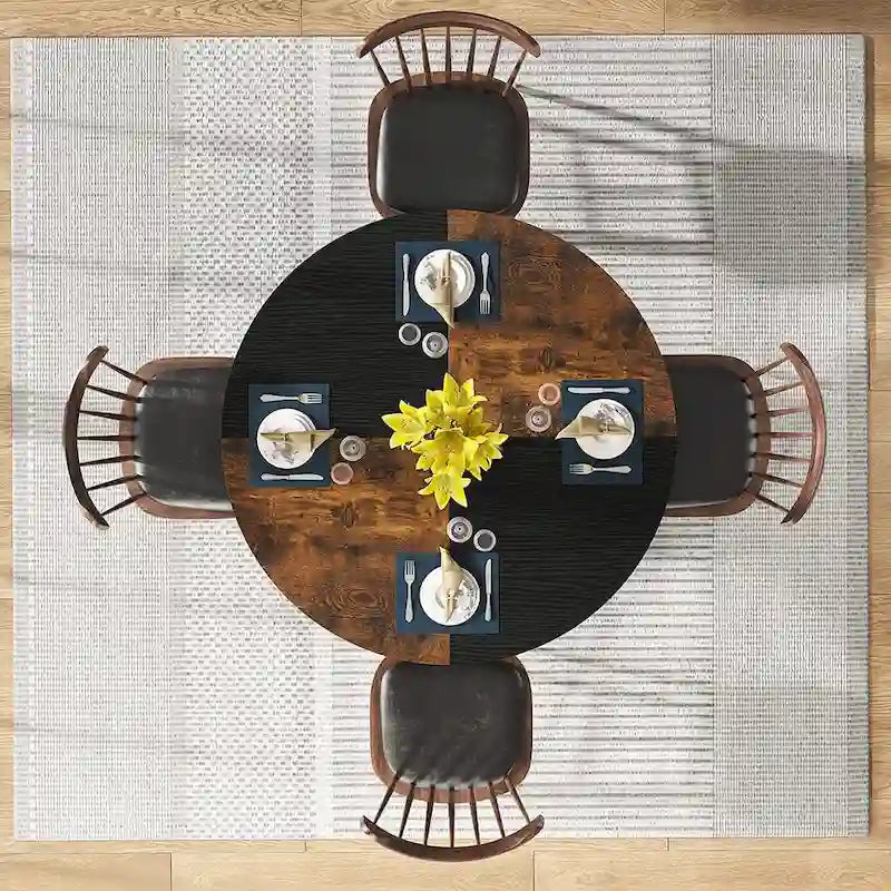 Round Dining Table for 4, 47 inch Kitchen Table Small Dinner Table with Storage Shelf