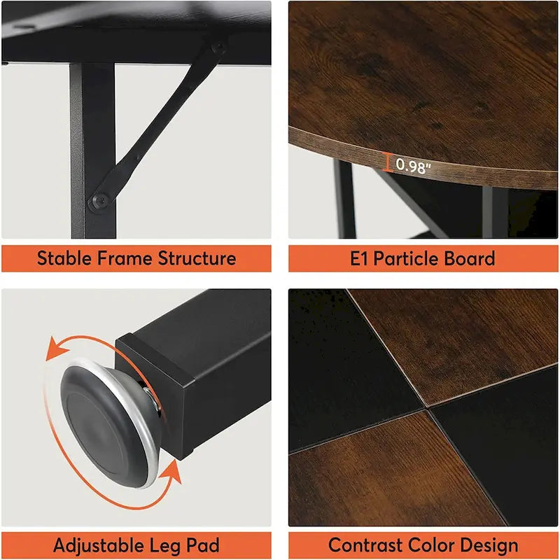 Round Dining Table for 4, 47 inch Kitchen Table Small Dinner Table with Storage Shelf
