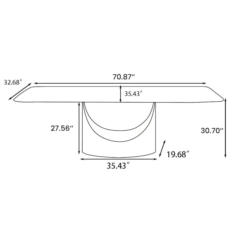 63-94 Hobart Modern Dining Table with Rectangular Sintered Stone Tabletop and Carbon Steel Leg for 4-10
