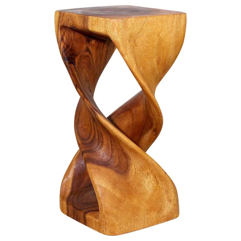 Haussmann Wood Double Twist Stool Table 12 in SQ x 26 in H Oak Oil - 12 x 12 x 26