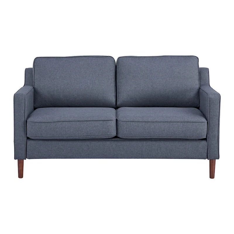 Sedona Modern Loveseat Sofa, Faux Linen / Vegan Leather Couch - N/A