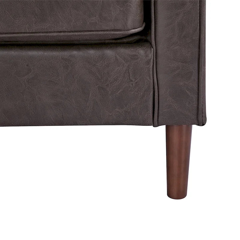 Sedona Modern Loveseat Sofa, Faux Linen / Vegan Leather Couch - N/A