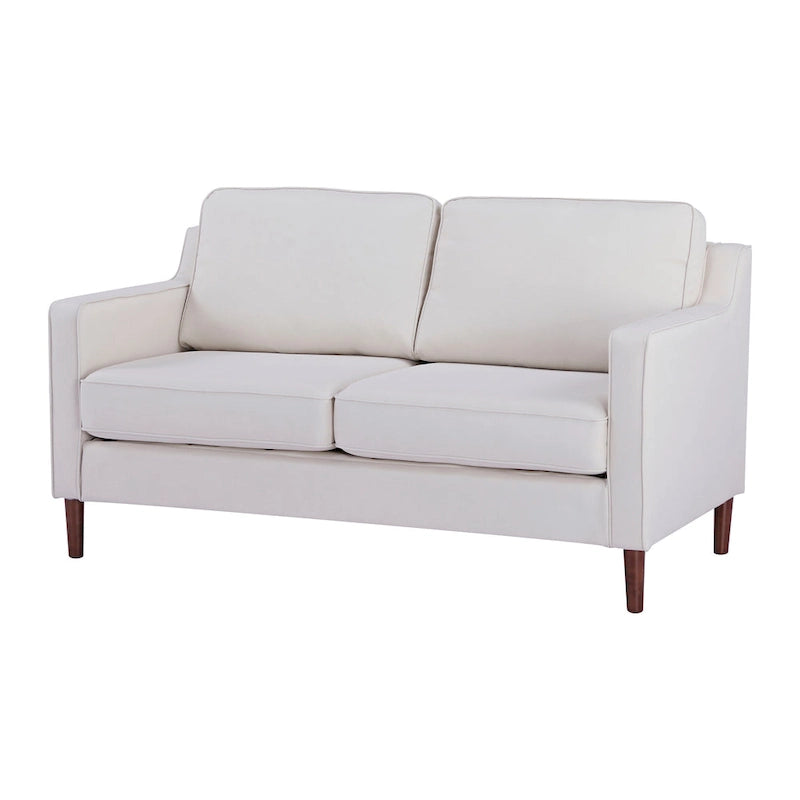 Sedona Modern Loveseat Sofa, Faux Linen / Vegan Leather Couch - N/A