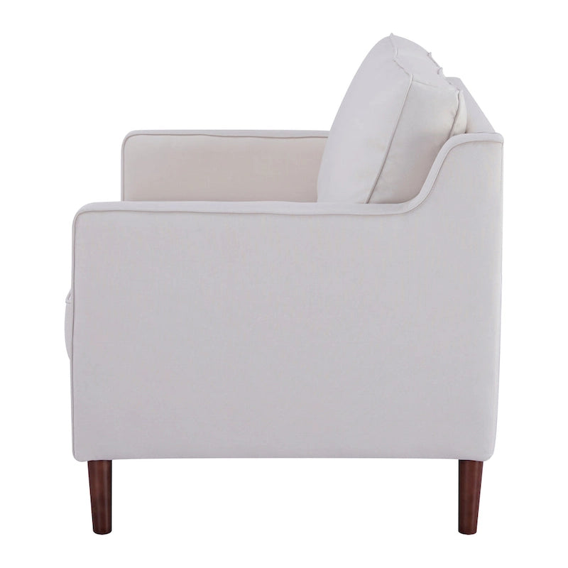 Sedona Modern Loveseat Sofa, Faux Linen / Vegan Leather Couch - N/A