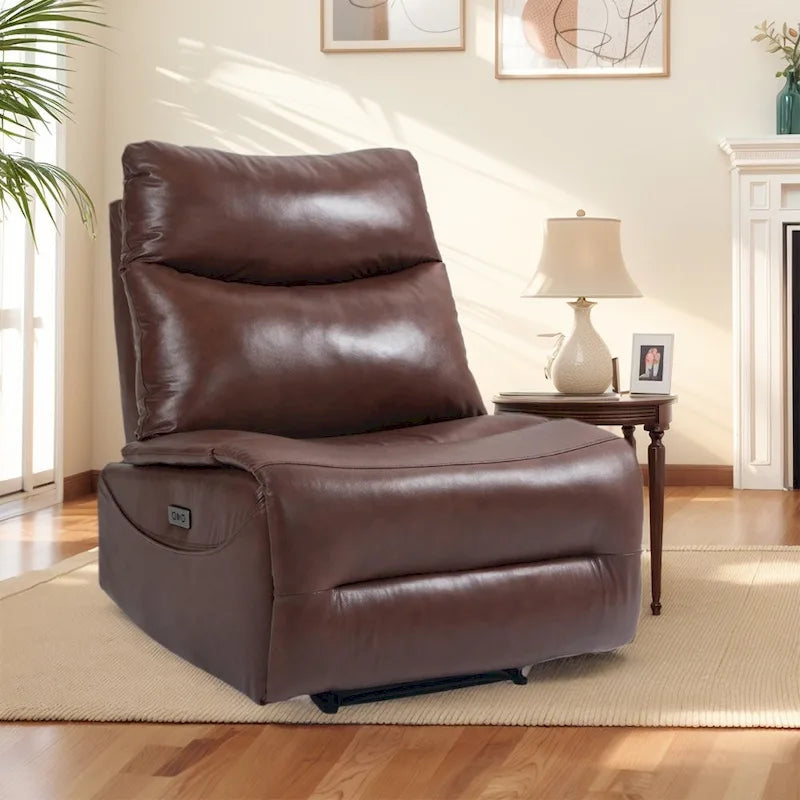 Genuine Leather Power Recliner, Reclining Sofa Chair, Minimalist Sofa
