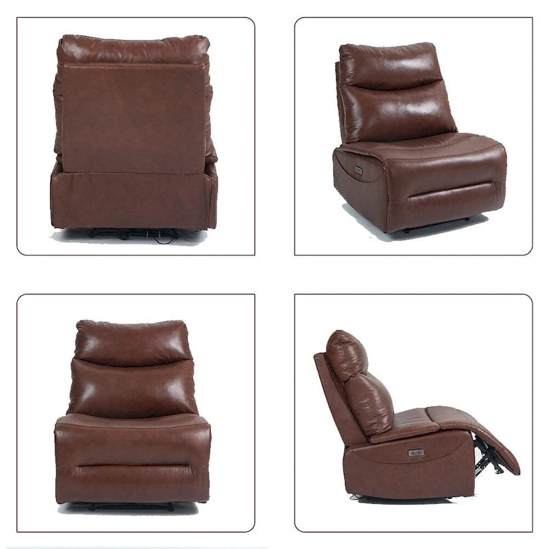 Genuine Leather Power Recliner, Reclining Sofa Chair, Minimalist Sofa