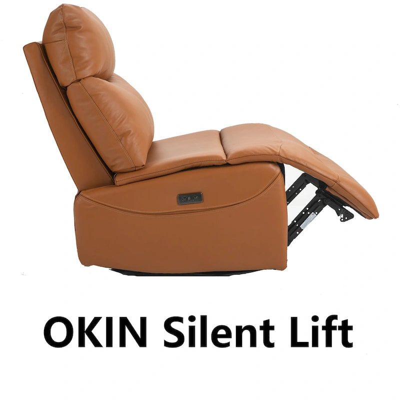 Genuine Leather Power Recliner, Reclining Sofa Chair, Minimalist Sofa
