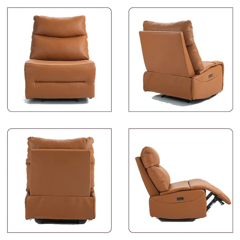 Genuine Leather Power Recliner, Reclining Sofa Chair, Minimalist Sofa