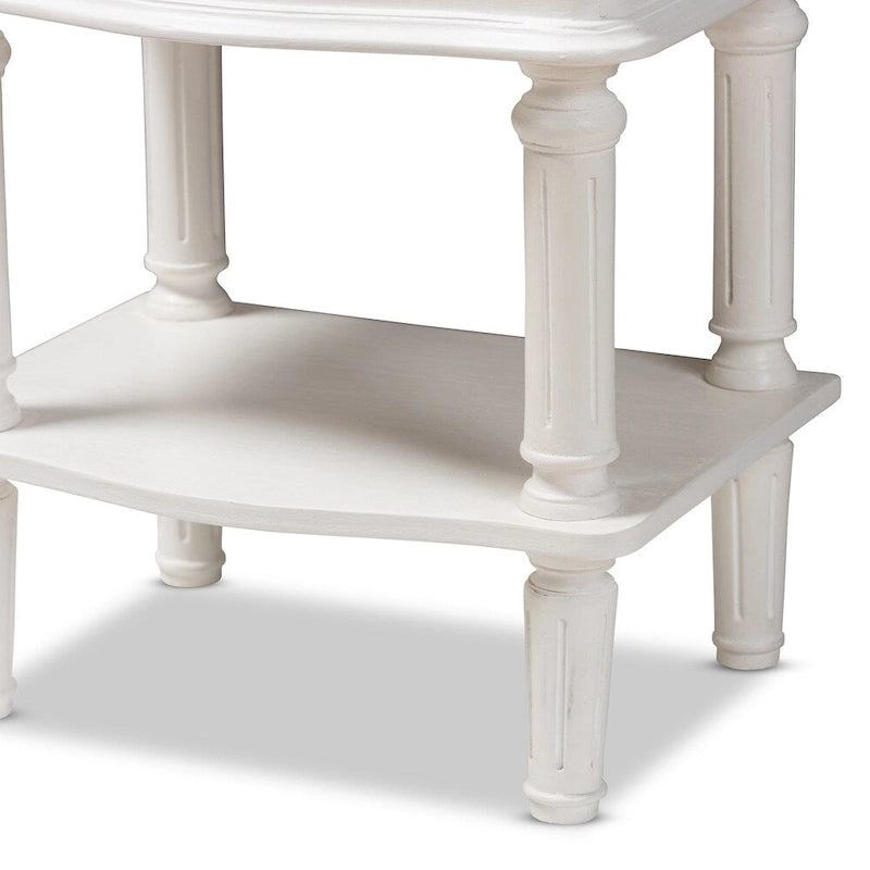 Farmhouse White Finished 2-Drawer Nightstand by Baxton Studio