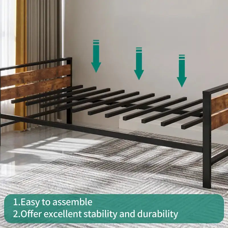 Twin Black Pull-out Metal Bed