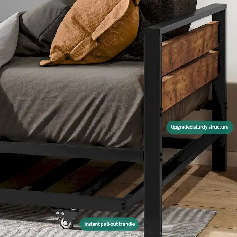 Twin Black Pull-out Metal Bed
