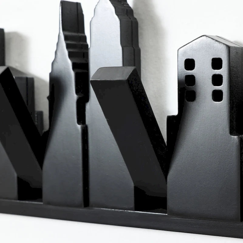 Black Wood 4-Hook Wall-Mounted Coat and Towel Rack - 22.3 Wide