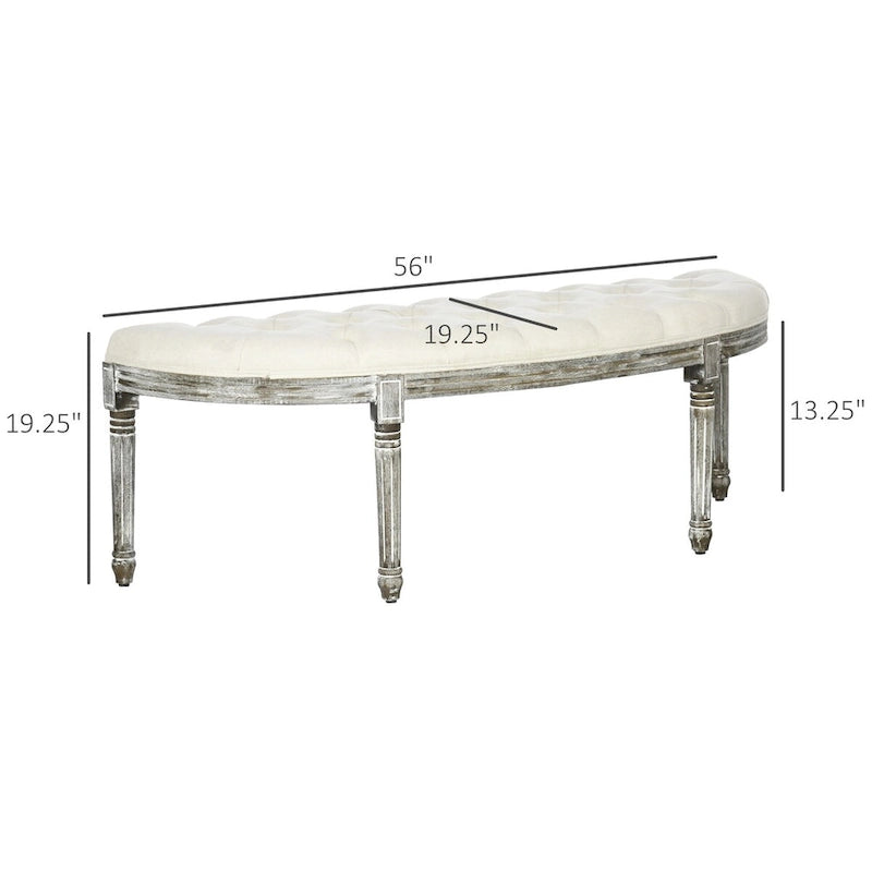 Semi-Circle End of Bed Bench with Tufted Design