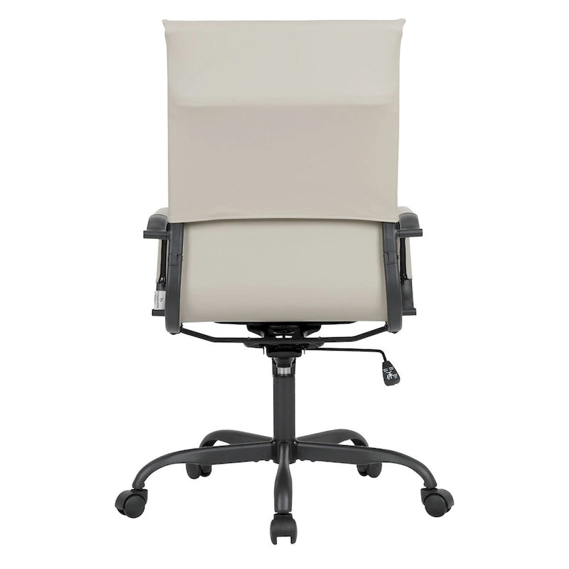 Harris Ribbed Leather Adjustable High-Back Office Swivel Chair in Black Metal Frame for Home Conference Desk Computer Chair