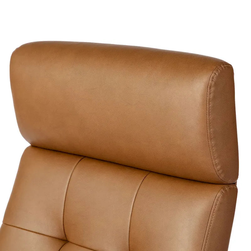 Glitzhome Mid-Century Modern Brown Leatherette Gaslift Adjustable Swivel High Back Office Chair with Armrest