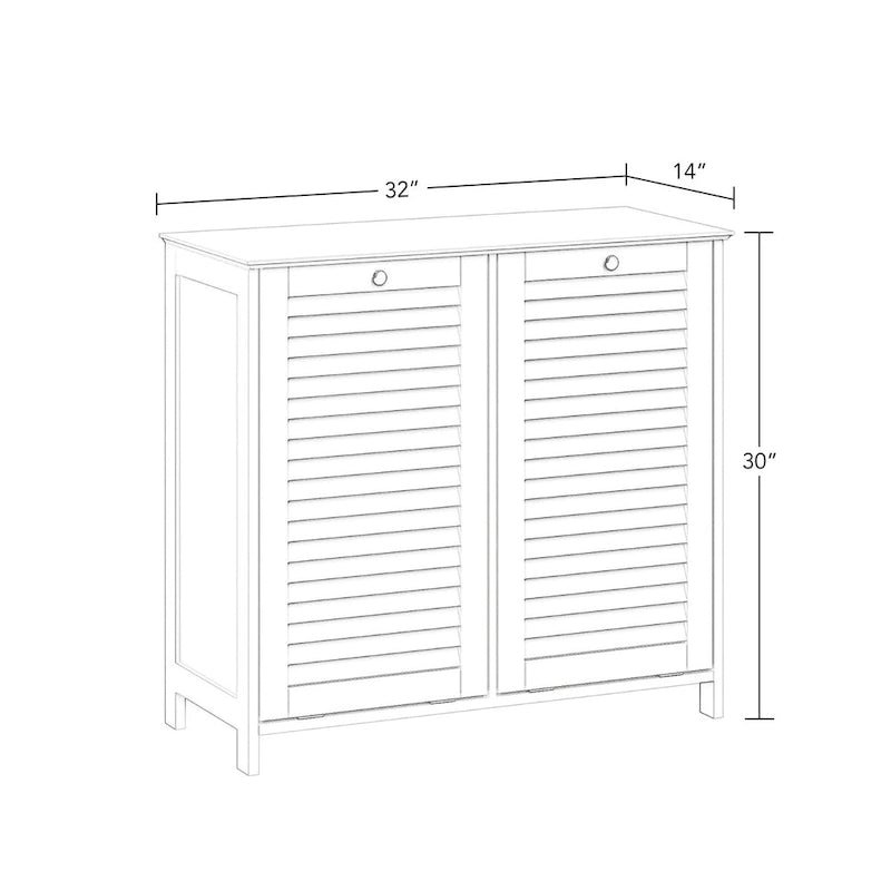 RiverRidge Ellsworth Double Tilt-Out Laundry Hamper Cabinet with Removable Cloth Storage Bag - White