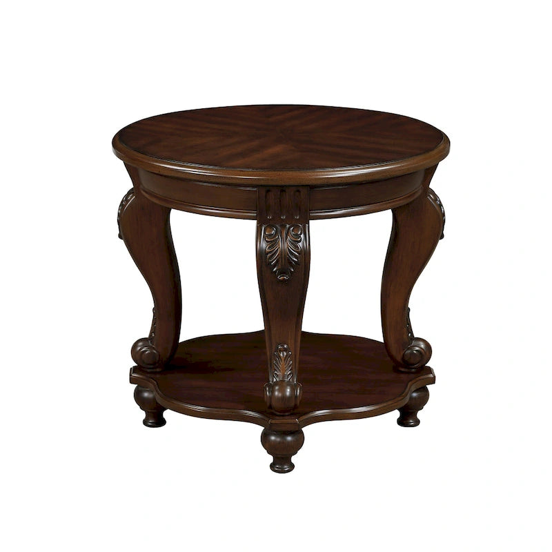 22 Round End Table,Solid Wood Sofa Side Table with Shelf,Living Room Corner Table Easy Assemble