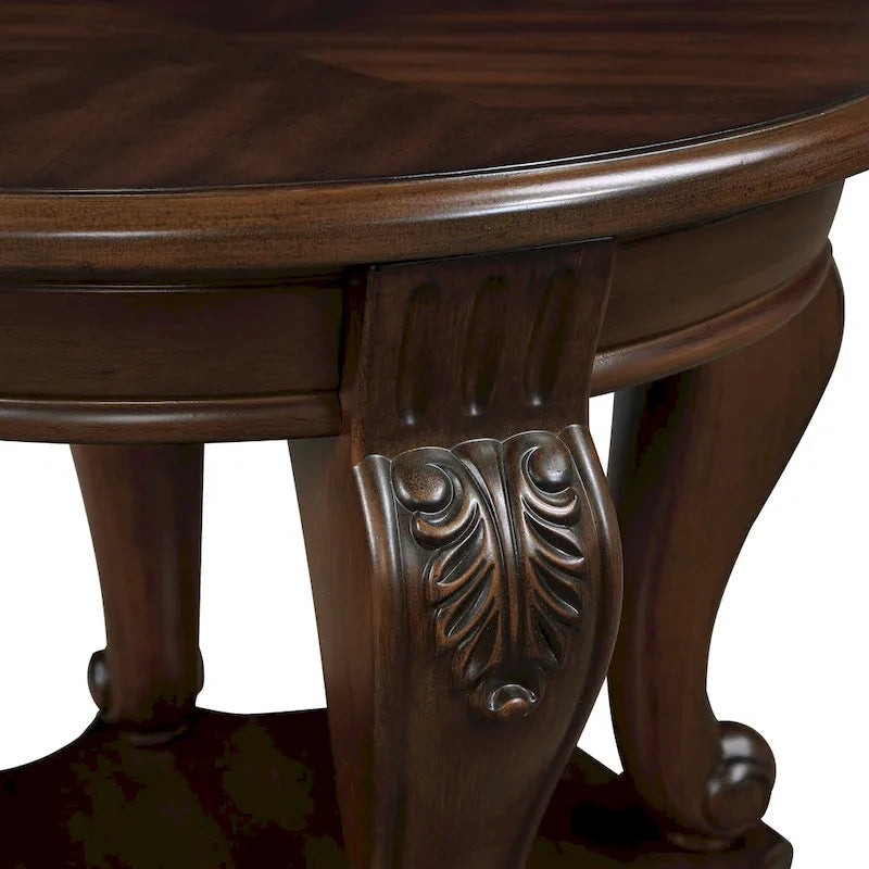 22 Round End Table,Solid Wood Sofa Side Table with Shelf,Living Room Corner Table Easy Assemble