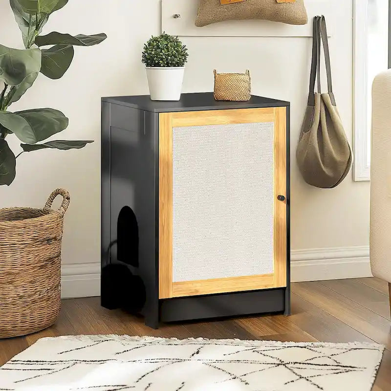Cat Litter Box Enclosure, Hidden Cat Washroom, Kitty End Table, Litter cabinet with sisal door