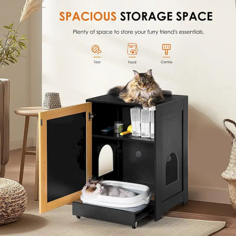 Cat Litter Box Enclosure, Hidden Cat Washroom, Kitty End Table, Litter cabinet with sisal door