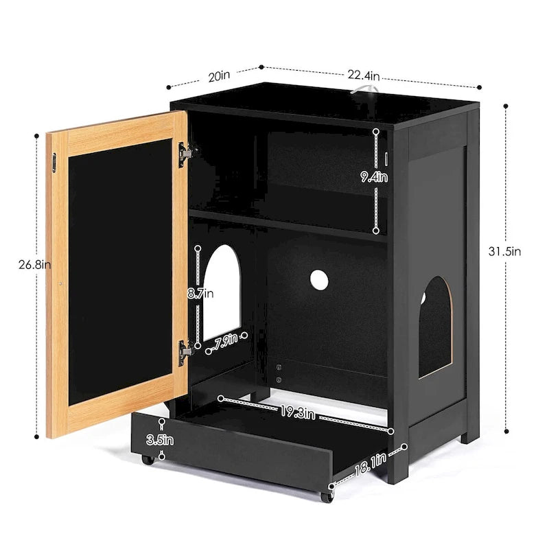 Cat Litter Box Enclosure, Hidden Cat Washroom, Kitty End Table, Litter cabinet with sisal door
